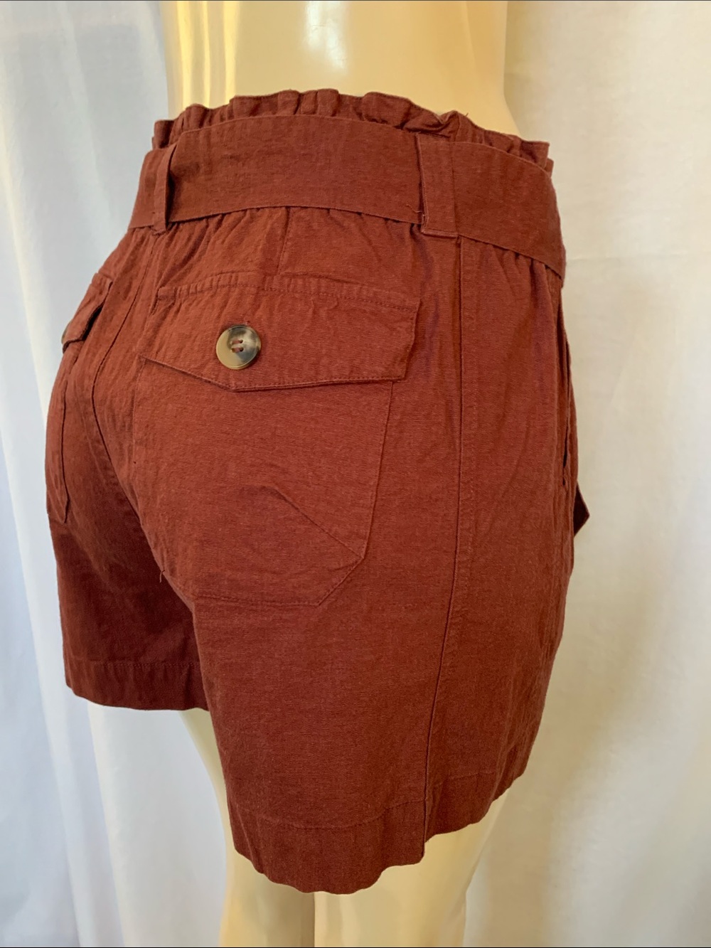 WIT & WISDOM Jeans High Waist Stretch Linen Blend Shorts Size 6 Burnt Henna NWOT